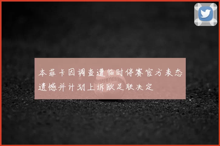 本菲卡因调查遭临时停赛官方表态遗憾并计划上诉欧足联决定
